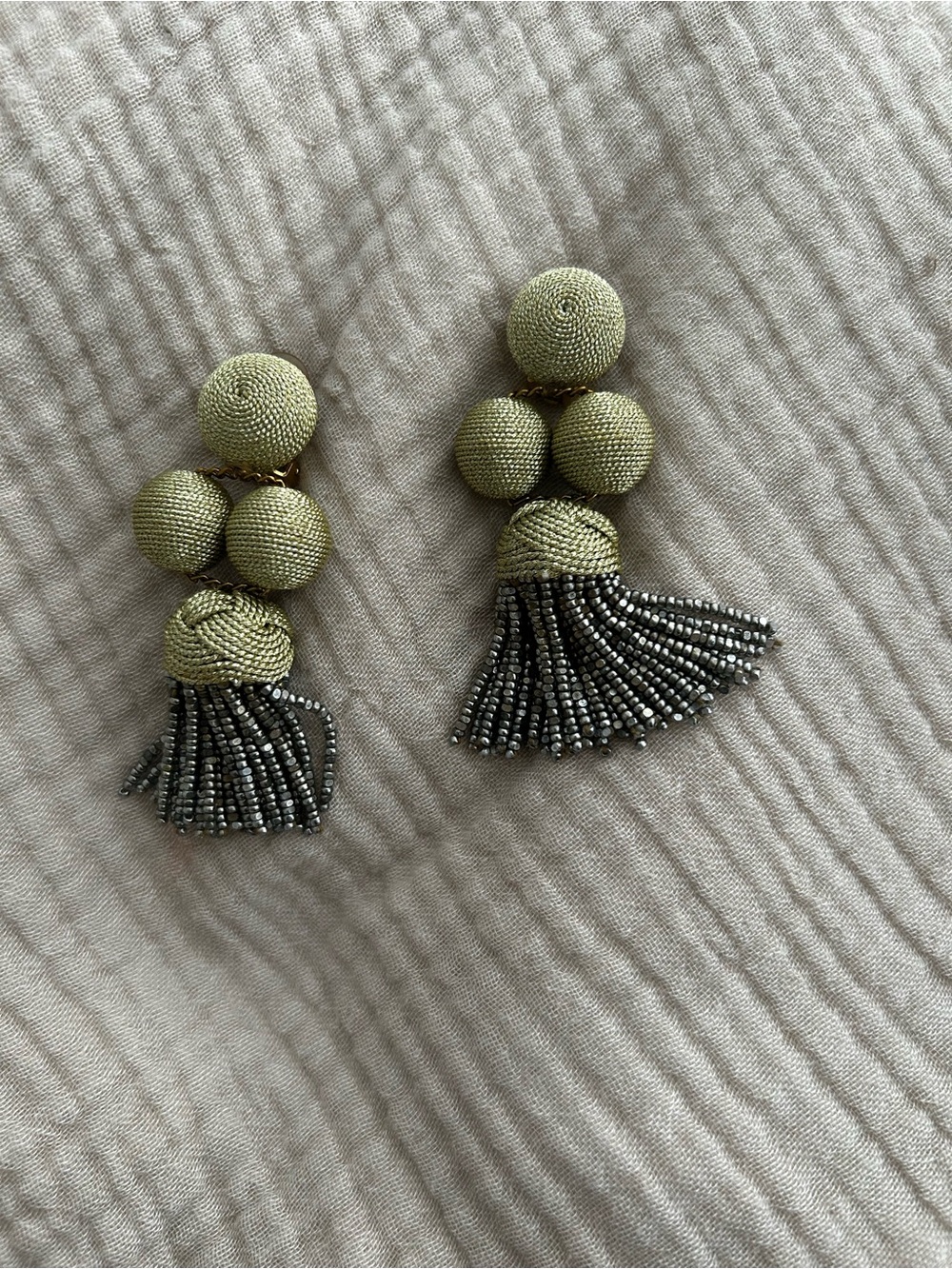 Gold Beaded Ball and Tassel Drop Earrings - Rebecca De Ravenel